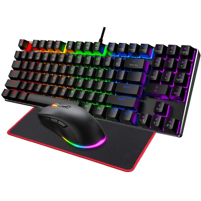 89キー キーボード マウス マウスパッド 3点セット 赤軸 有線