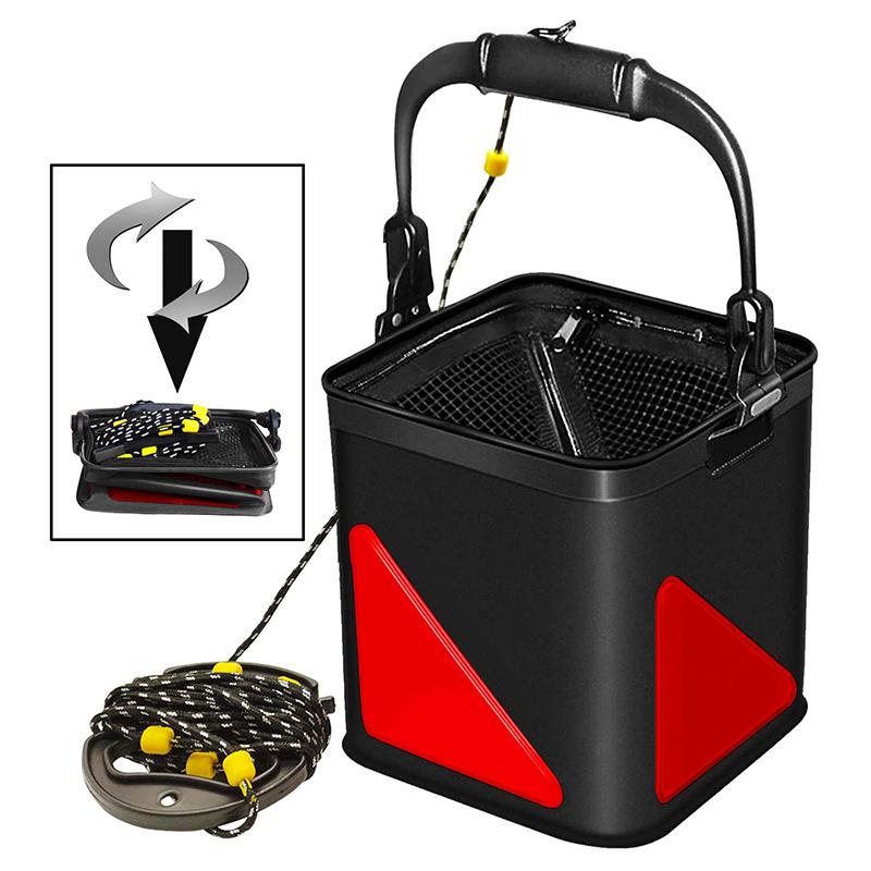 活かし水くみ バッカン 折りたたみバケツ ロープ 8m メッシュカバー ホルダー付き Eva 8 0l 釣り 防災備蓄品 持ち運び便利 レッド ブラック Addm749 安光屋 通販 Yahoo ショッピング