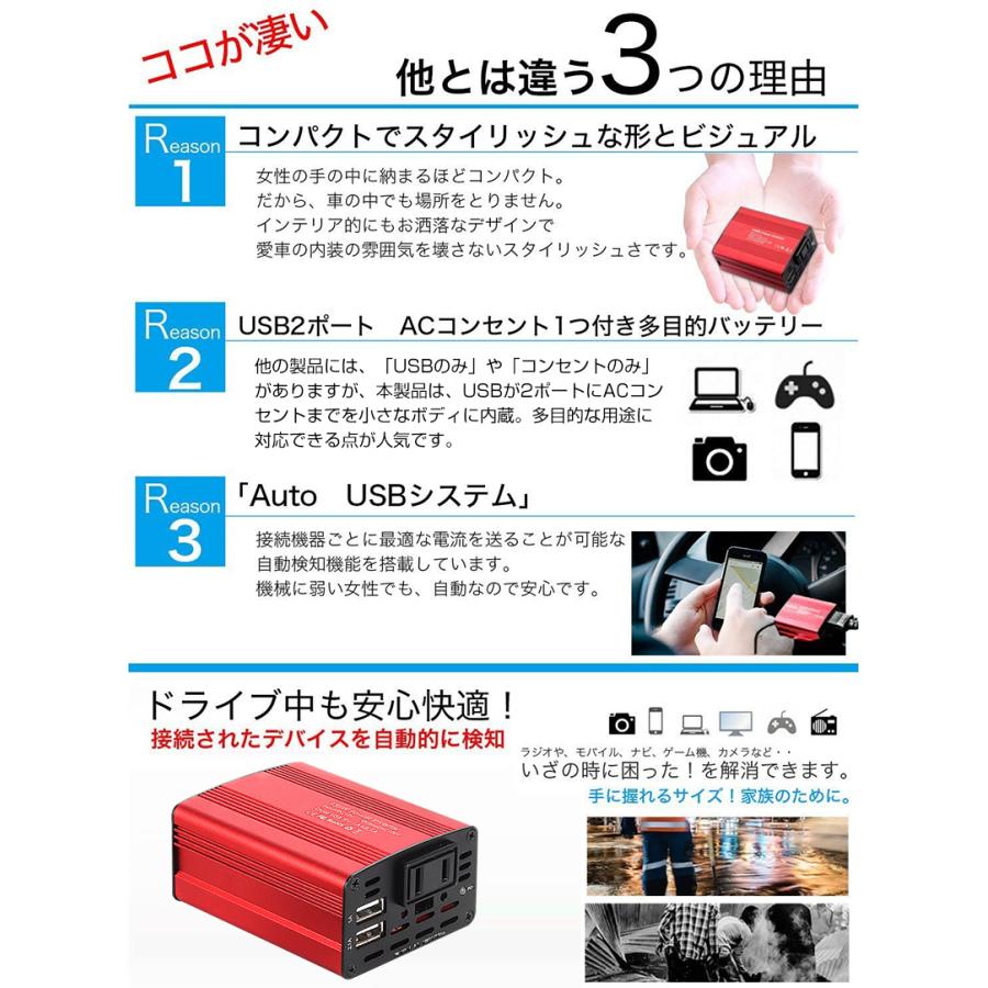 インバーター 12v シガーソケット コンセント カーインバーター 150w Ac100v Dc5v 2 1a 1ausb2ポート 車載充電器 Dc12v Auto A314 安光屋 通販 Yahoo ショッピング