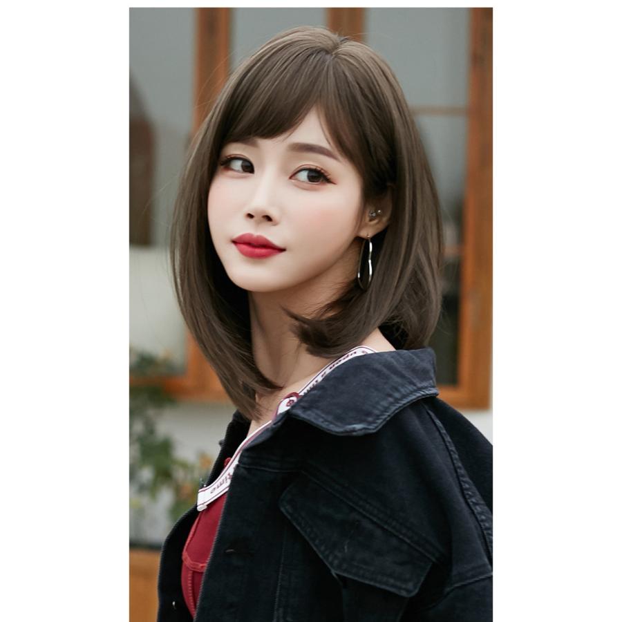 ウィッグ ミディアム セミロング ボブ ショート ストレート フルウィッグ 自然 斜め前髪 つけ毛 医療用 かつら 内巻き 小顔 女性 原宿 ハロウィン コスプレ N196 安光屋 通販 Yahoo ショッピング