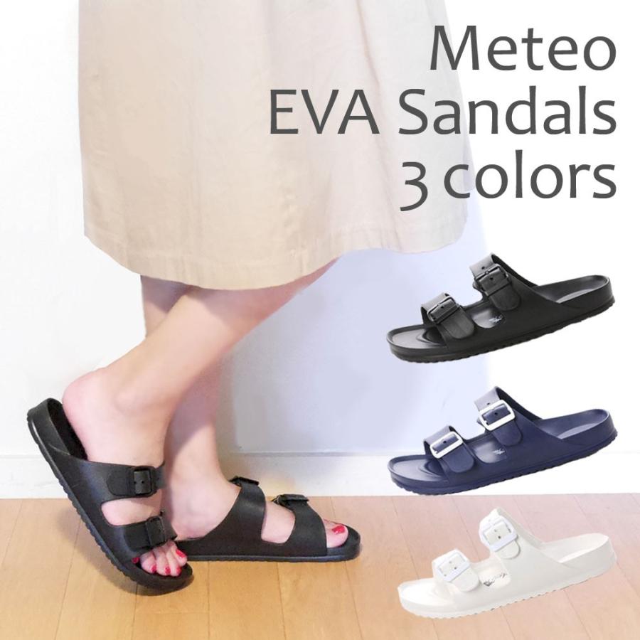 サンダル レディース ぺたんこ 歩きやすい ビーチサンダル レディース 痛くない ウォッシャブル 超軽量 Meteo EVA 黒 白 ネイビー ブラック ホワイト | 