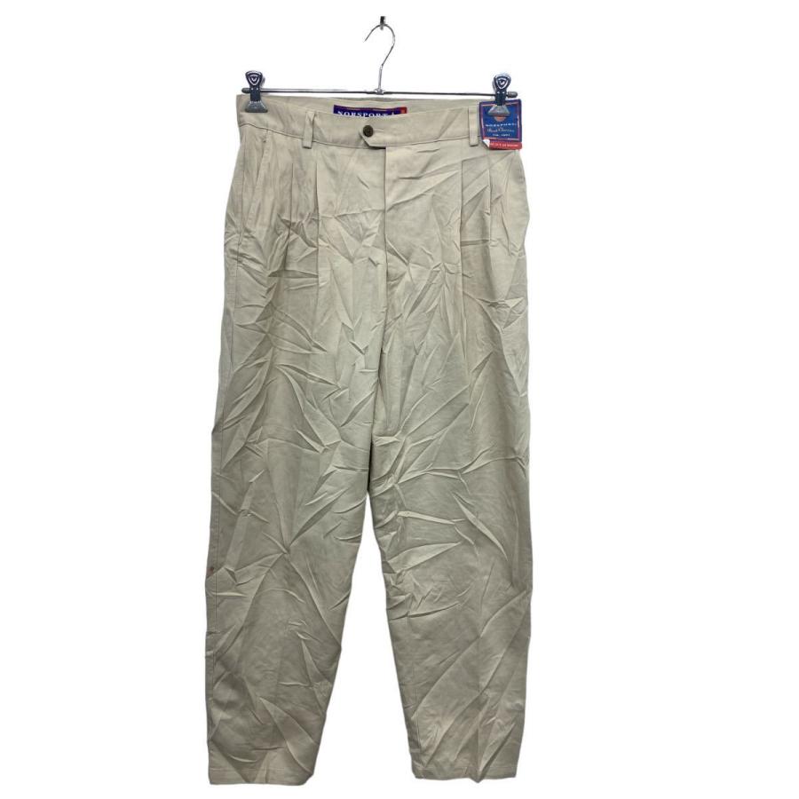 NORSPORT チノパンツ W32 タック入り コットン アイボリー 古着卸