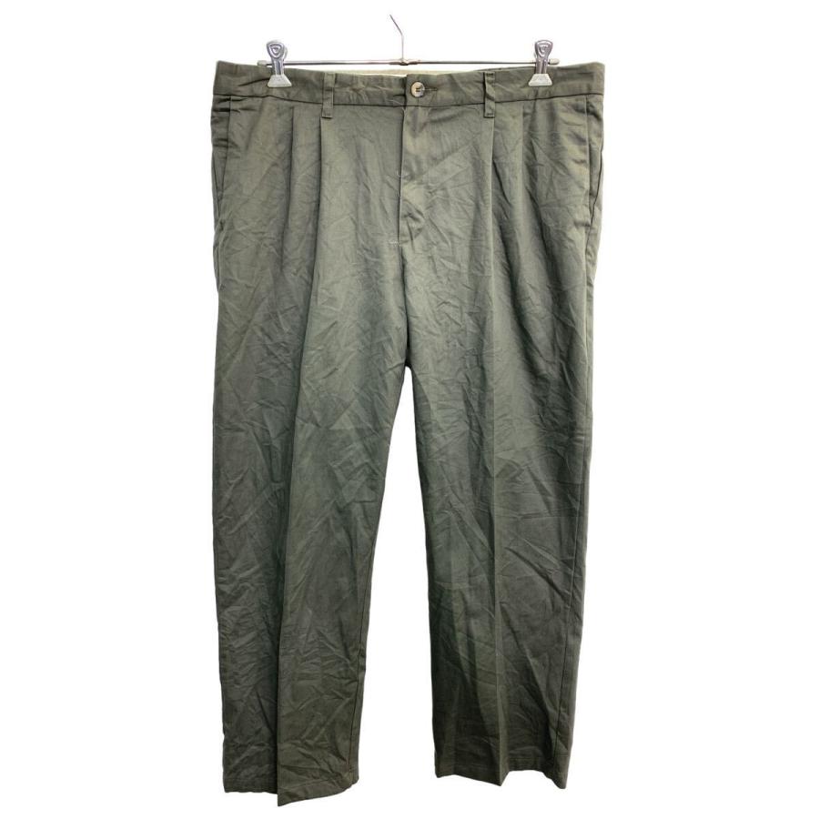 Lee チノパン W40リー タックパンツ ビッグサイズ オリーブグレー  