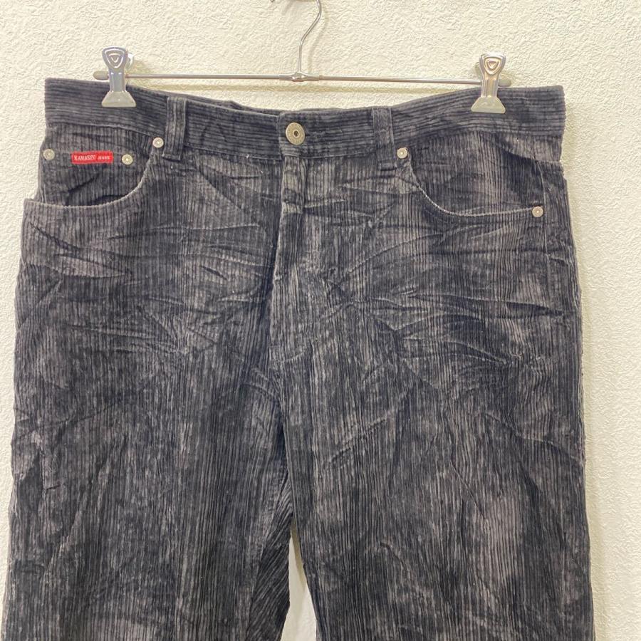 KAMASINI JEANS コーデュロイパンツ W38 ビッグサイズ ブラック系 古着 