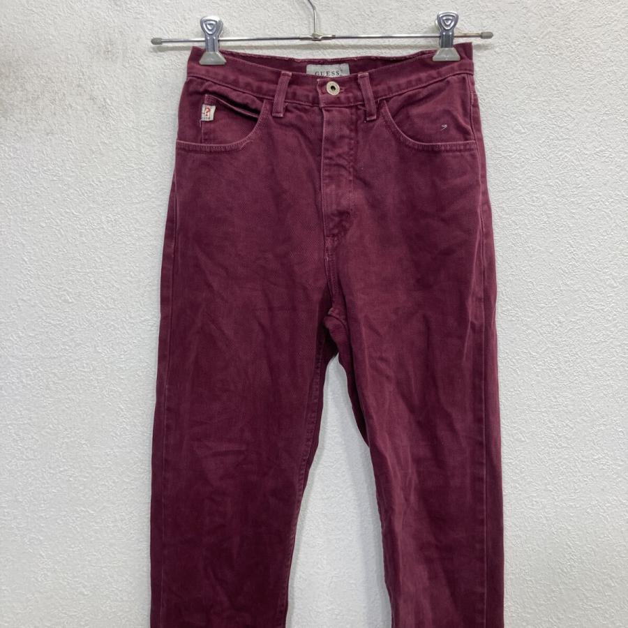 GUESS デニムパンツ W27 バーガンディ ゲス ジップアップ メキシコ製 