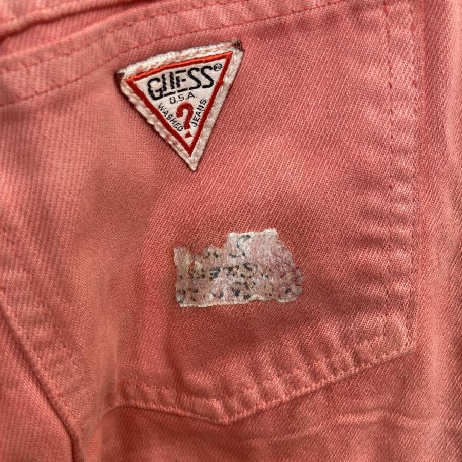 GUESS デニムパンツ 28 サーモンピンク ゲス ジップアップ アメリカ製 