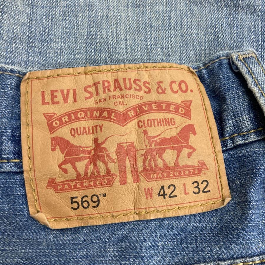 Levi's 569 デニムパンツ W42 ブルー リーバイス ジップアップ 紙