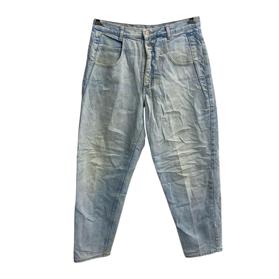 90s GUESS デニムパンツ W34 アイスブルー ゲス マルシアーノ ジップ 