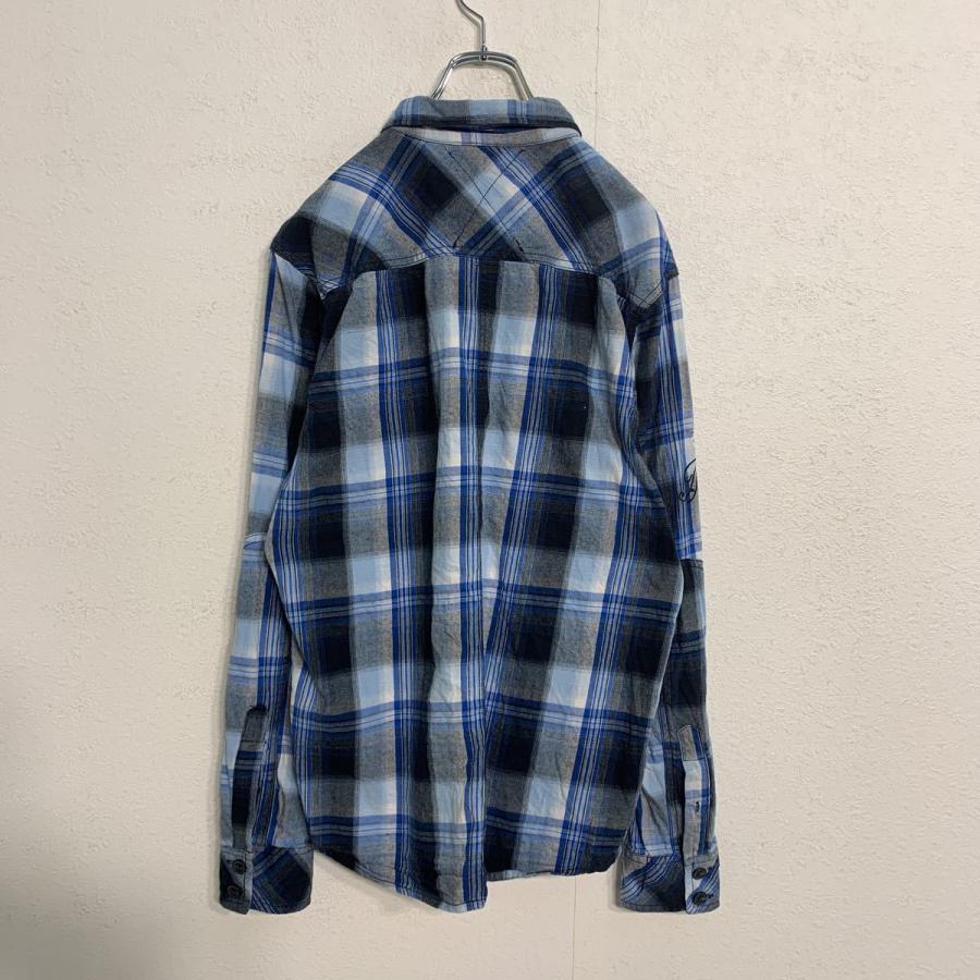 jack and jones 長袖 チェックシャツ XL ブルー系 2ポケット ジャックアンドジョーンズ 刺繍ロゴ チェック柄 古着卸