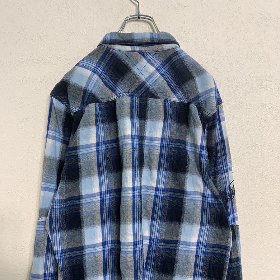 jack and jones 長袖 チェックシャツ XL ブルー系 2ポケット ジャックアンドジョーンズ 刺繍ロゴ チェック柄 古着卸