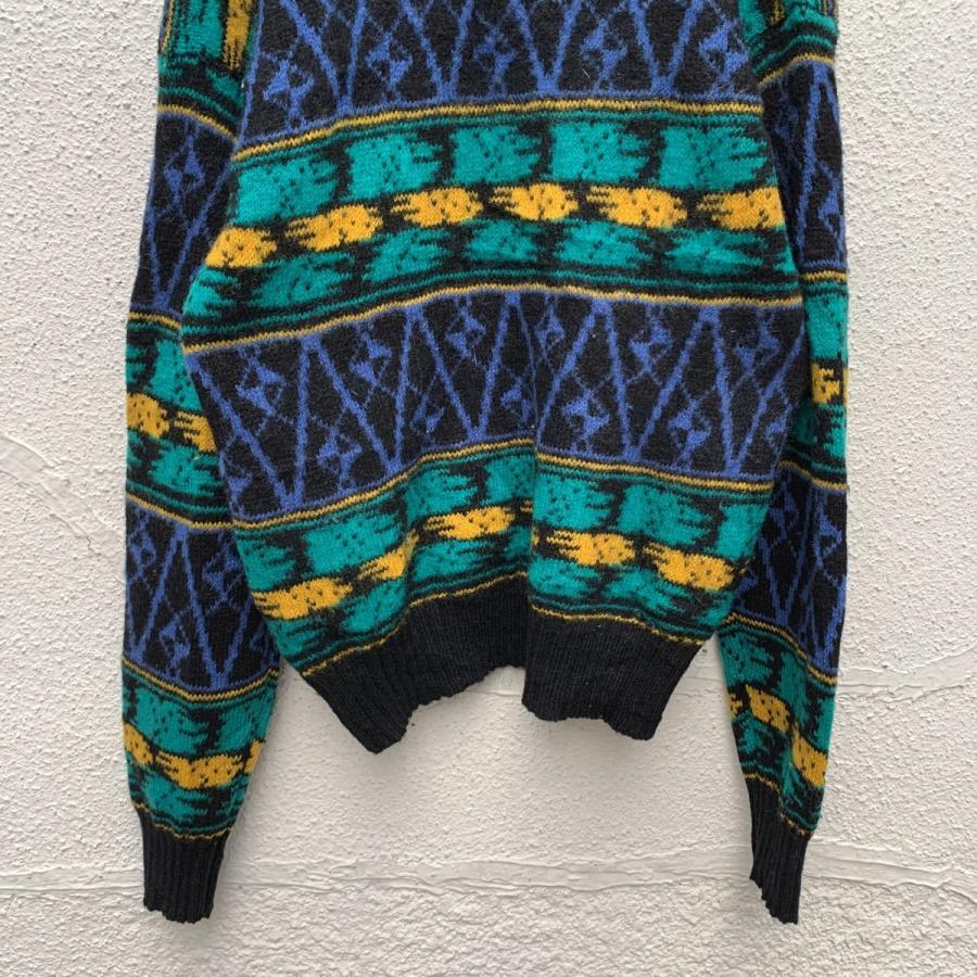 ウール ニット セーター M カラフル レトロ Vネック 80s 90s 古着卸