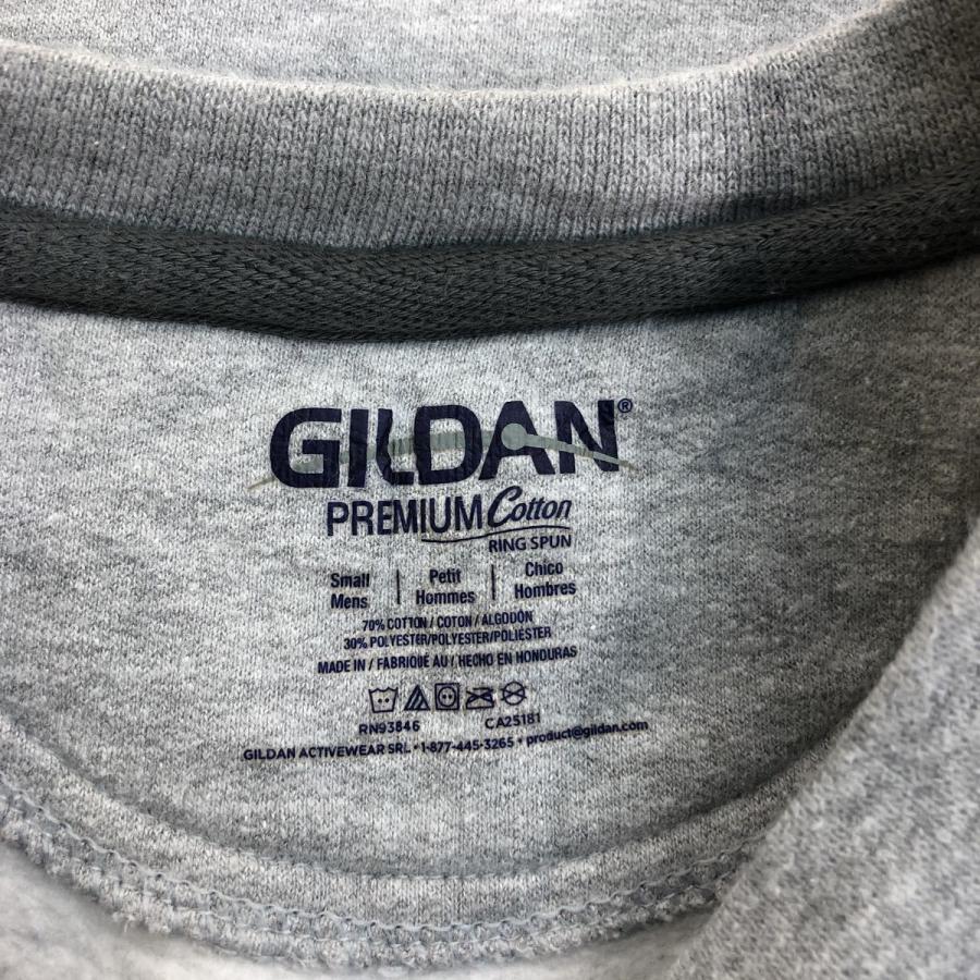 GILDAN スウェット トレーナー S グレー 昆虫 勾玉 プリント 古着卸