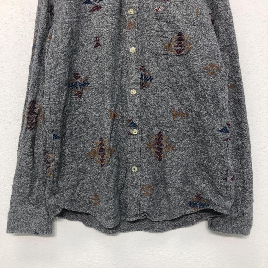 HOLLISTER 長袖 柄 シャツ S グレー ホリスターネイティブ柄 古着卸