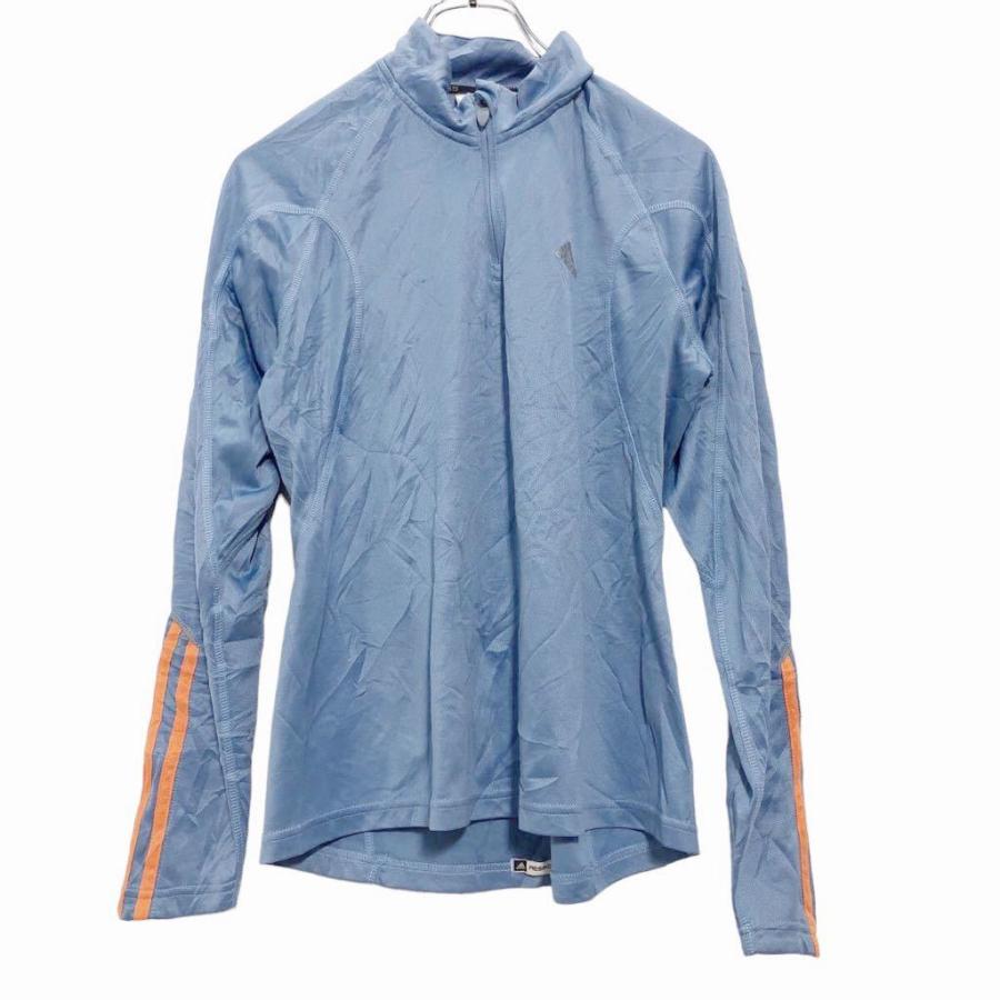 【美品】 アディダス　【M】　ブルー　ジャージ adidas ジャージ M ブルー オレンジ アディダス ハーフジップ ライン