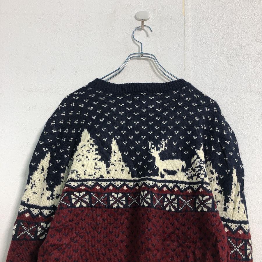 MERRY CHRISTMAS ノルディック ニット セーター S ネイビー