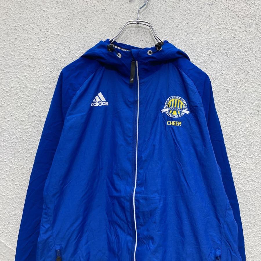 adidas ジップアップ ナイロン パーカー レディース M ブルー 