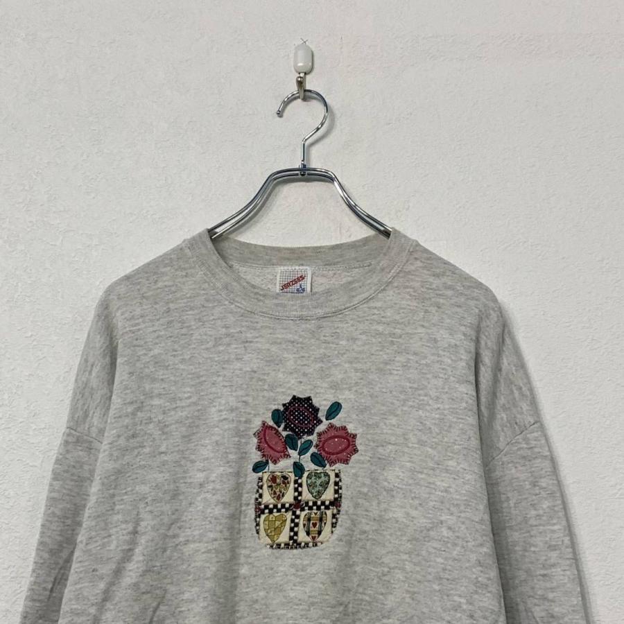 JERZEES スウェット 刺繍 トレーナー レディース L グレー ピンク 