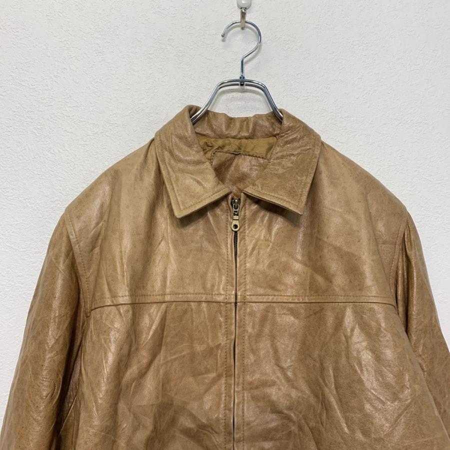 フェイク レザージャケット L位 ベージュ 襟付き 秋冬 古着卸 アメリカ