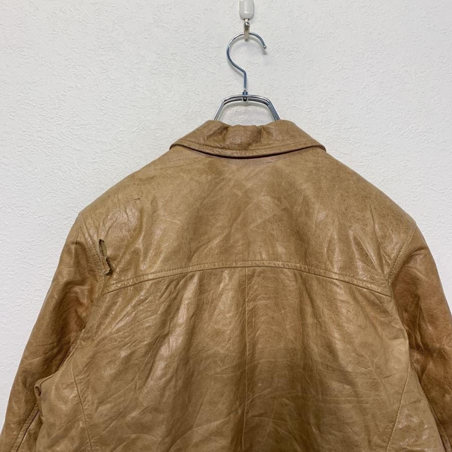 フェイク レザージャケット L位 ベージュ 襟付き 秋冬 古着卸 アメリカ