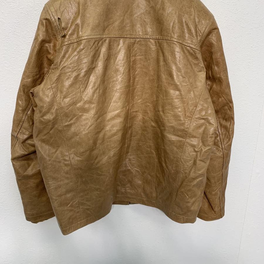 フェイク レザージャケット L位 ベージュ 襟付き 秋冬 古着卸 アメリカ
