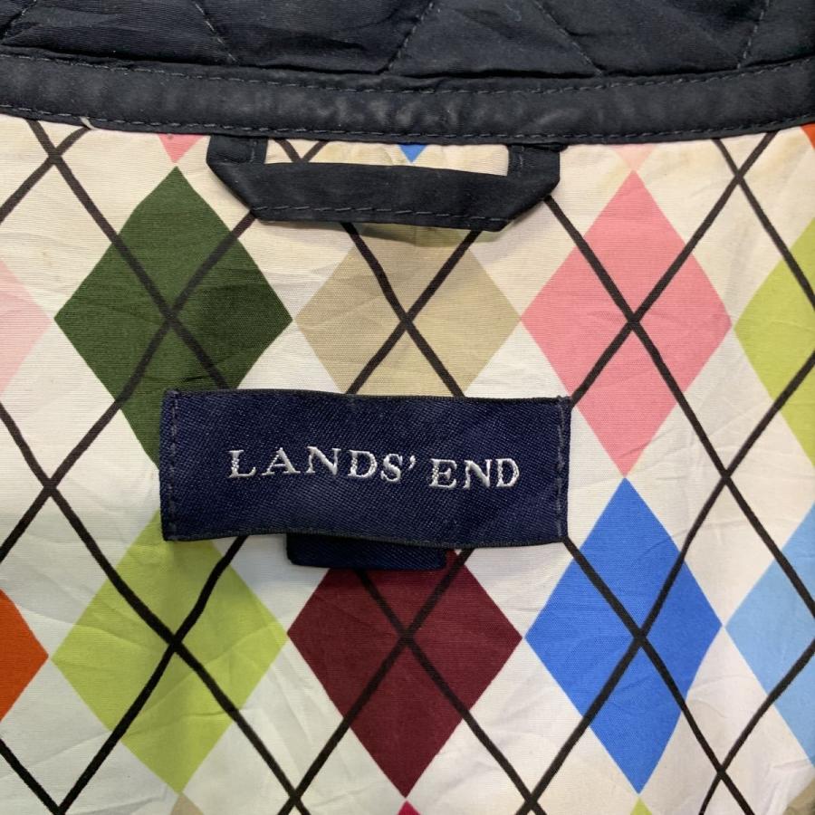 LANDS END キルティングジャケット L ネイビー ランズエンド 中綿 古着 