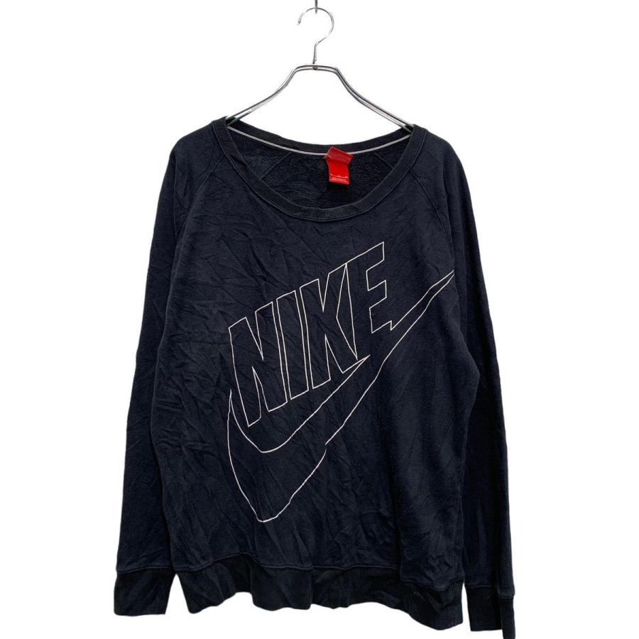 NIKE プリント スウェット トレーナー XL レディース ブラック ナイキ