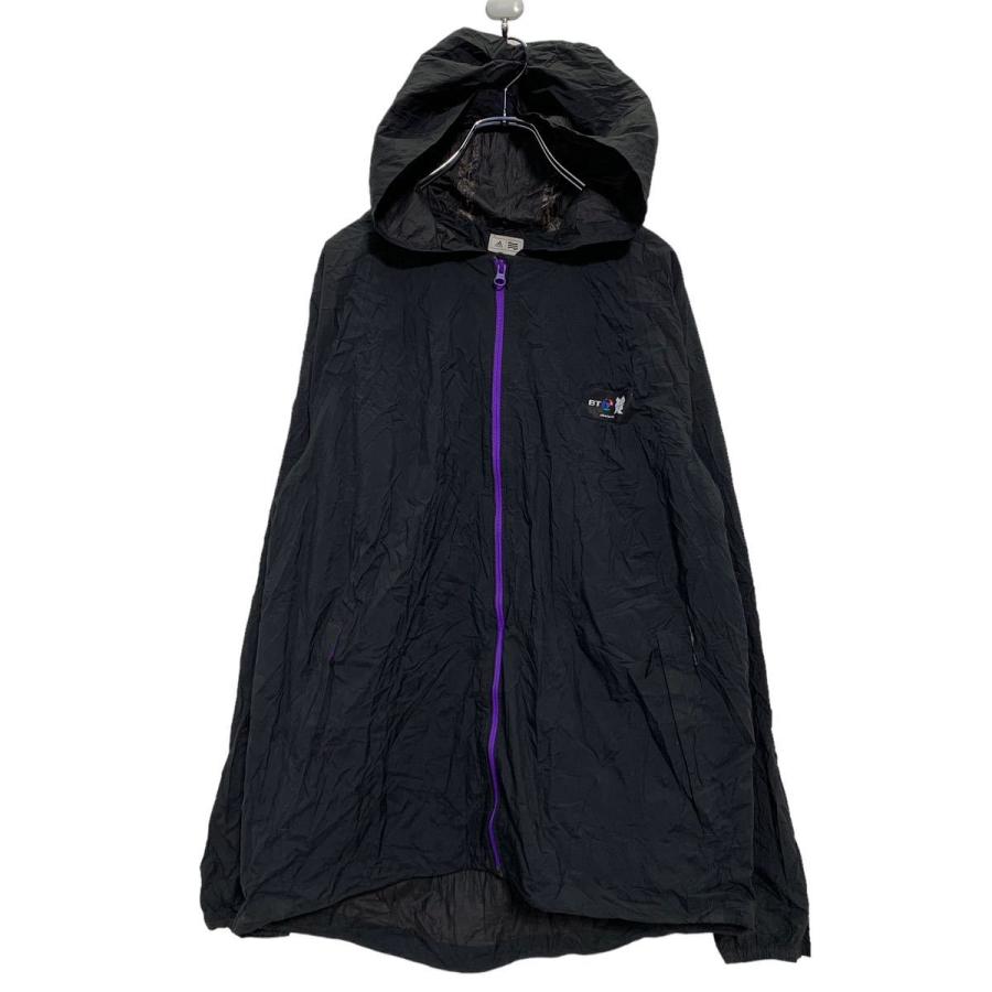 adidas ジップアップ ナイロンジャケット L ブラック パープル