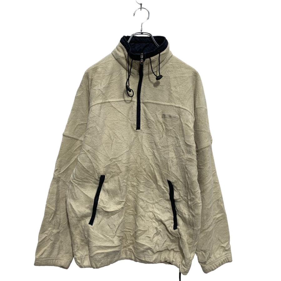 Champion ハーフジップ フリースジャケット S ライトベージュ ブラック 