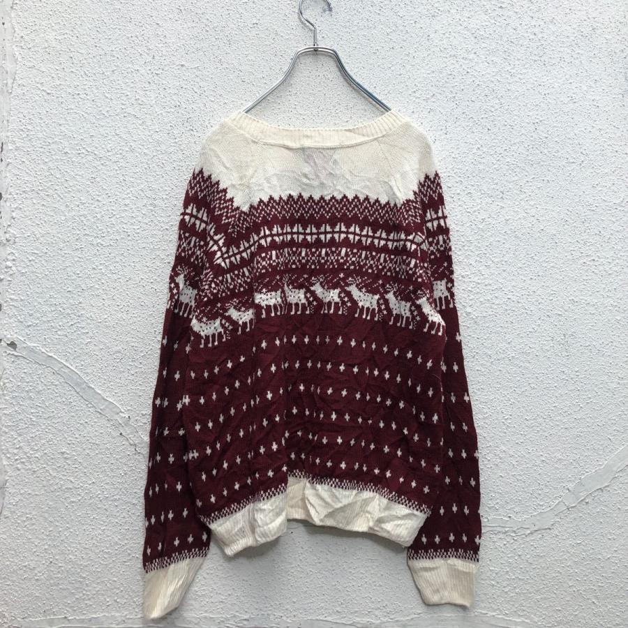 Topman ノルディック柄 ニット セーター L ホワイト ボルドー UK製