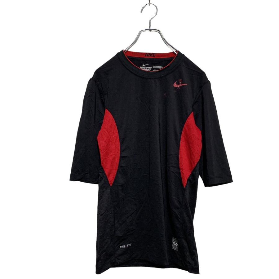 NIKE 五分袖 ロゴTシャツ M ブラック レッド ナイキ メキシコ製 プロ