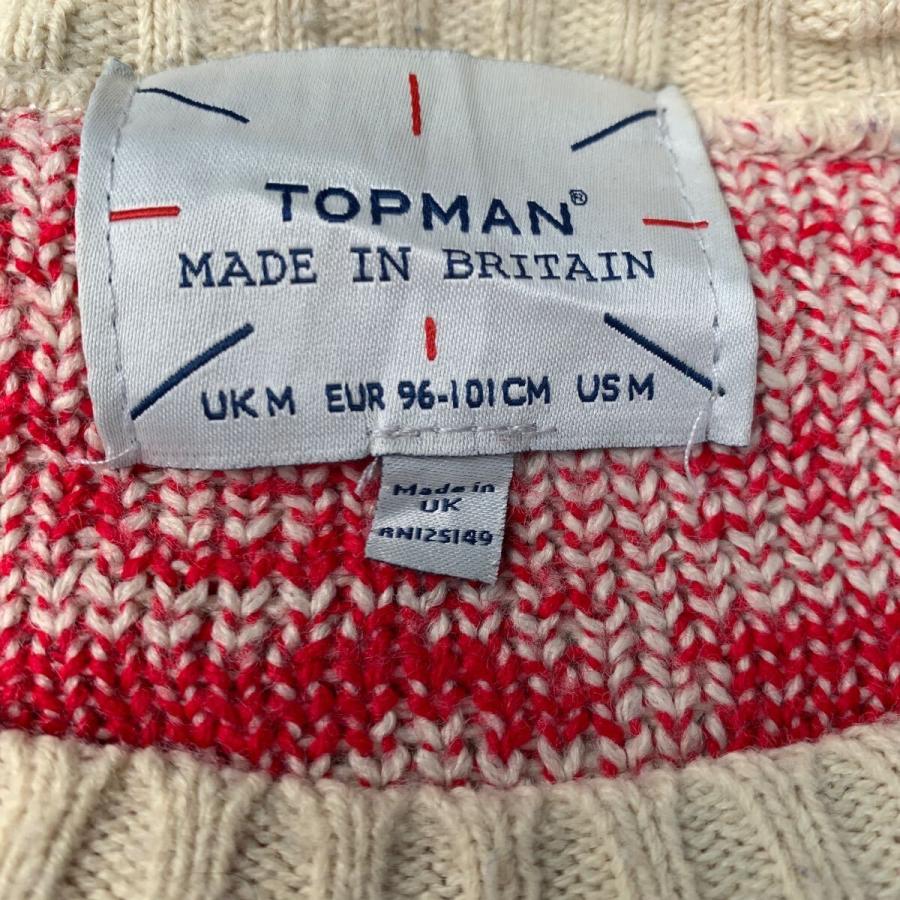 TOP MAN ノルディック柄 アクリルニット セーター M アイボリー レッド