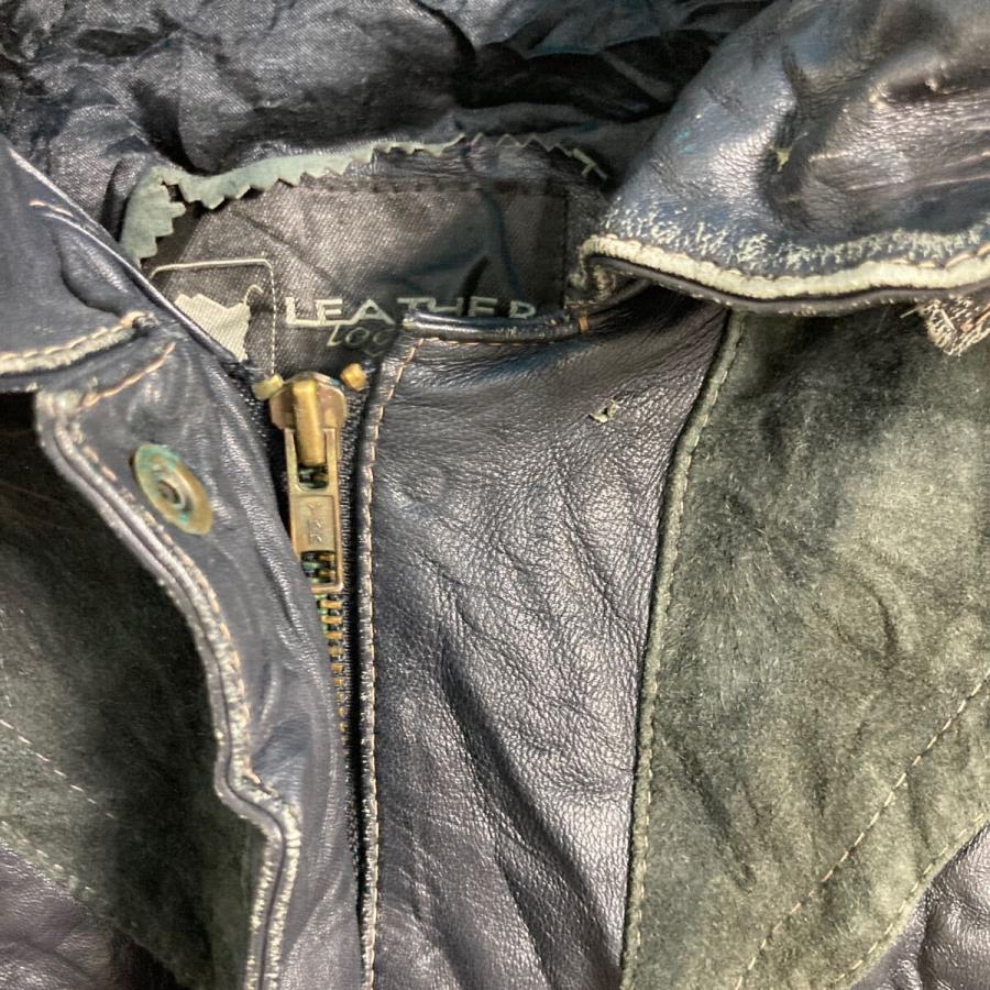 レザージャケット レディース M ブラック ファーフード 古着卸