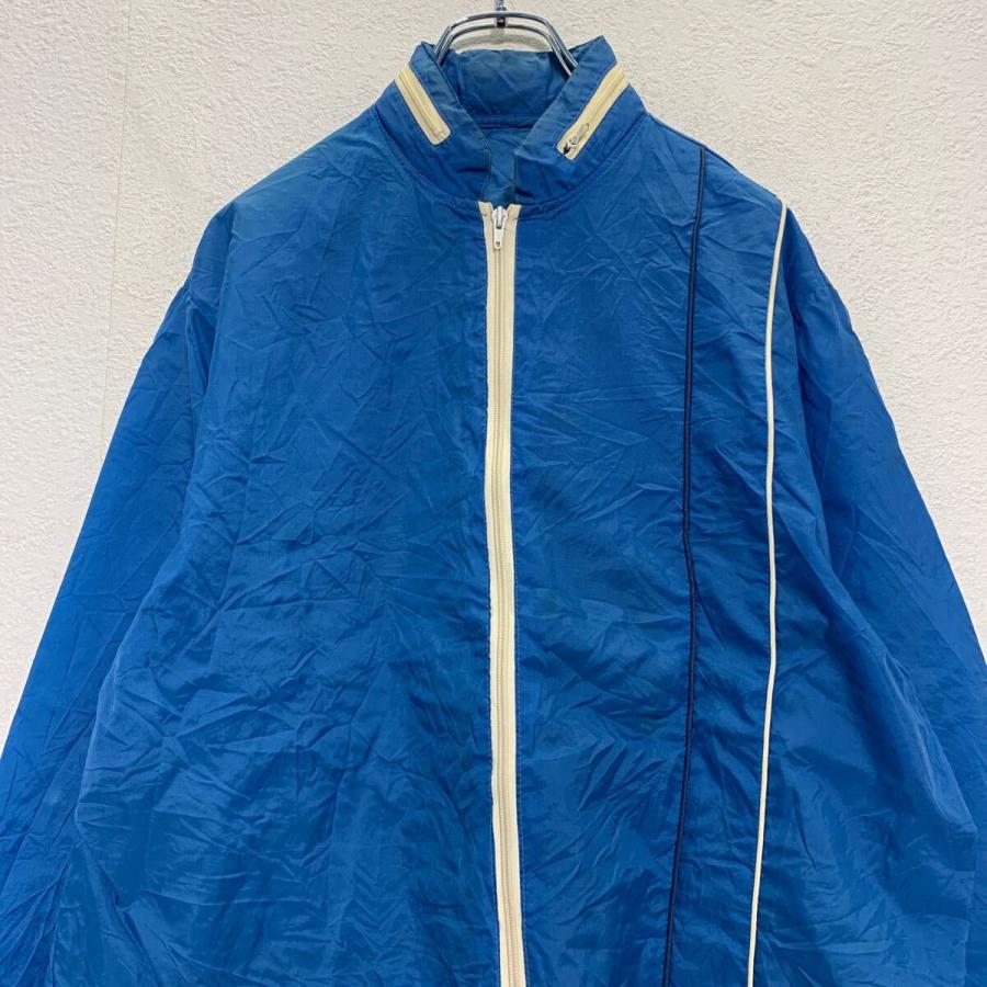 ジップアップ ナイロンジャケット 2XL〜 ブルー オフホワイト