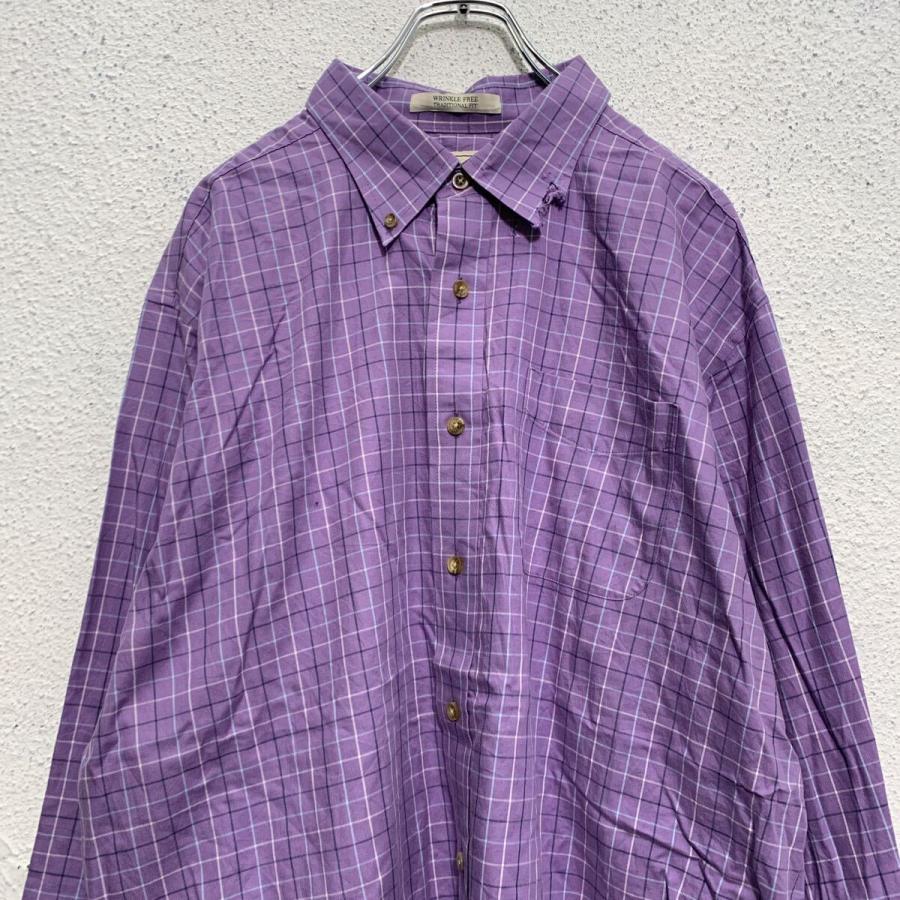 L.L.Bean 長袖 チェックシャツ XL パープル エルエルビーン ビッグ 