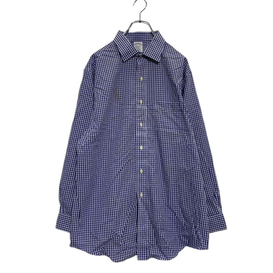 BROOKS BROTHERS 長袖 チェックシャツ L ブルー ホワイト ブルックス