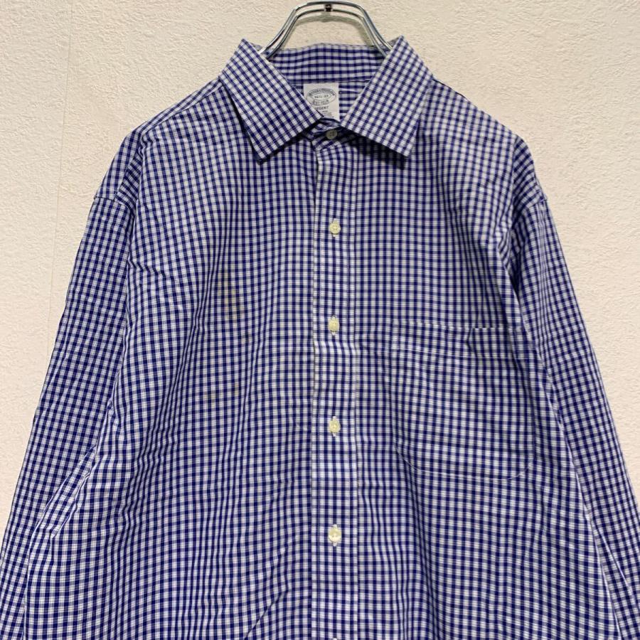 BROOKS BROTHERS 長袖 チェックシャツ L ブルー ホワイト ブルックス