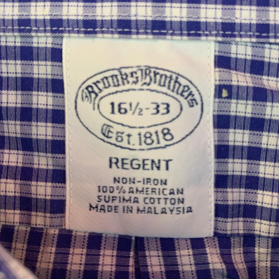 BROOKS BROTHERS 長袖 チェックシャツ L ブルー ホワイト ブルックス