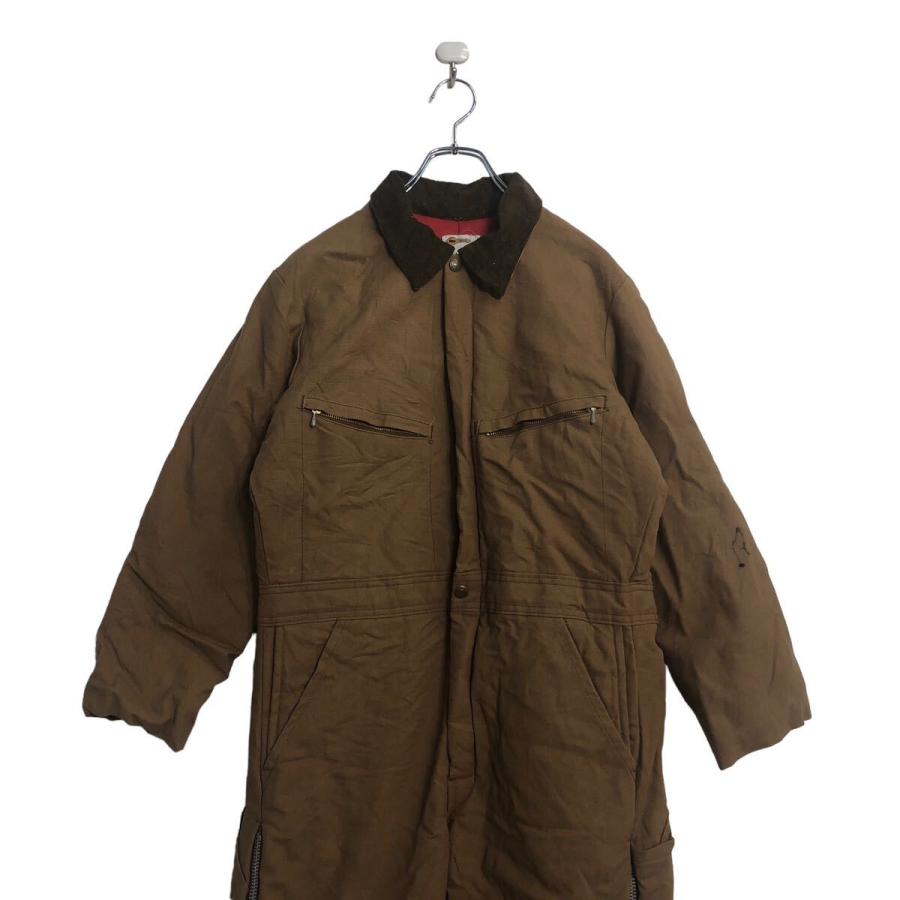 Key 中綿 長袖 つなぎ W38 ブラウン 襟コーデュロイ 作業着 ワーク