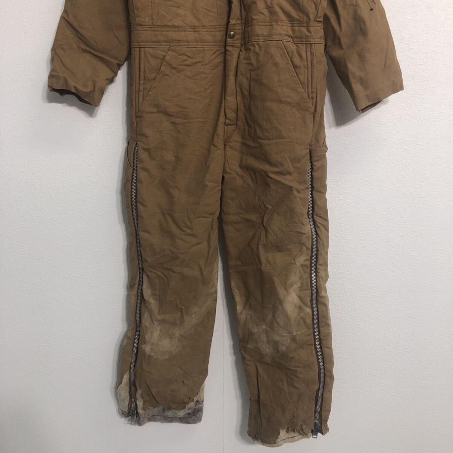 Key 中綿 長袖 つなぎ W38 ブラウン 襟コーデュロイ 作業着 ワーク