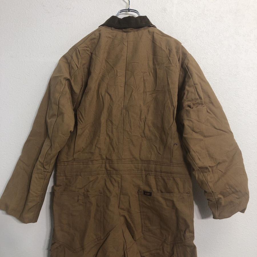 Key 中綿 長袖 つなぎ W38 ブラウン 襟コーデュロイ 作業着 ワーク