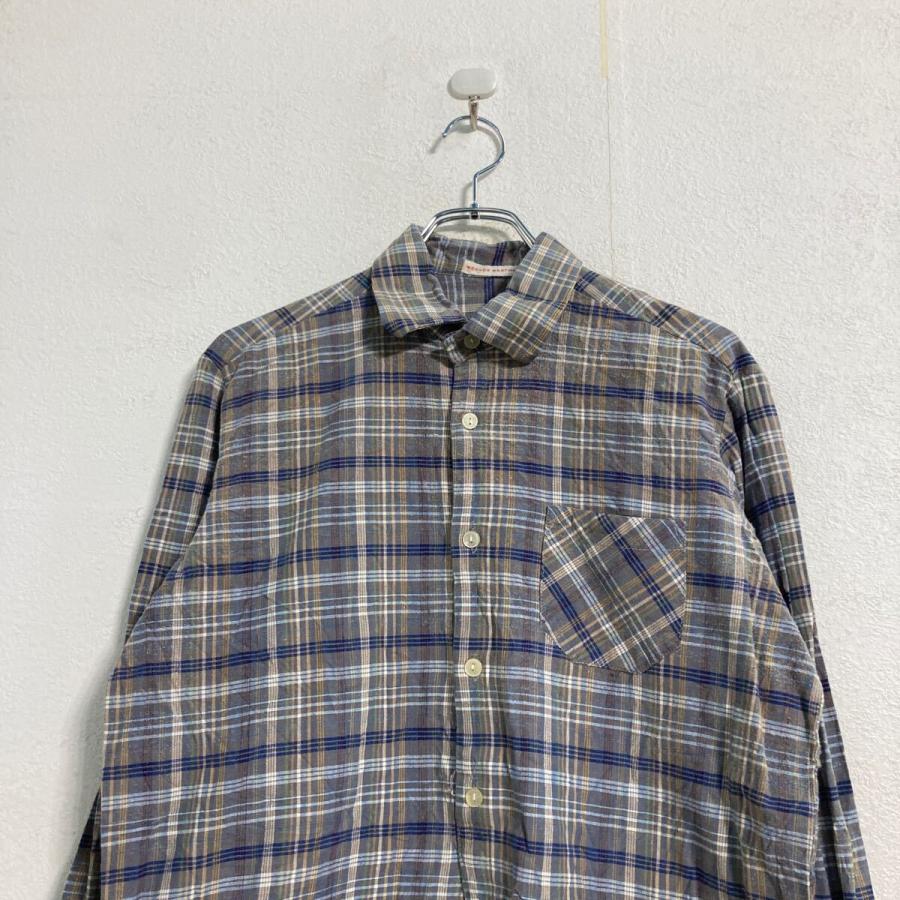 79965 ハンティングワールド長袖チェックシャツグレーL