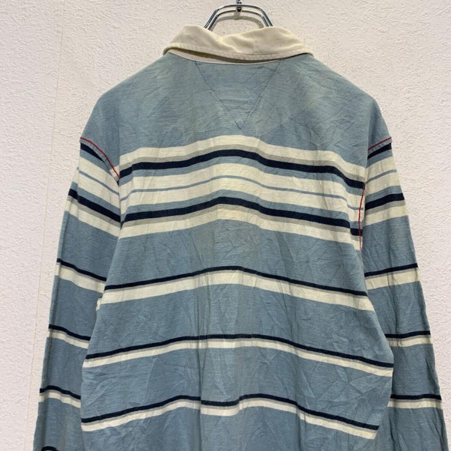 TOMMY HILFIGER 長袖 ボーダーポロシャツ M ブルーグレー