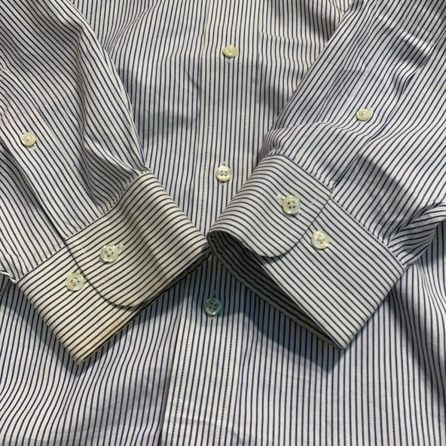 Brooks Brothers 長袖 ストライプシャツ L ホワイト ネイビー
