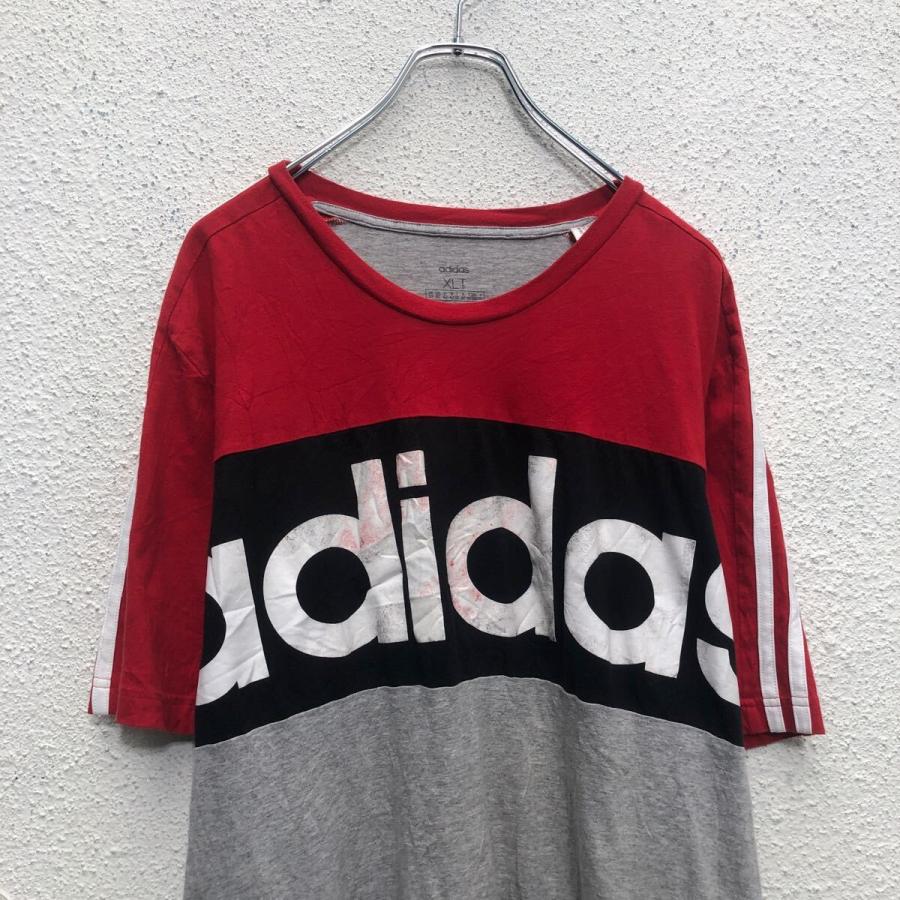 adidas 半袖 プリント Tシャツ アディダス XLT レッド グレー ビッグサイズ クルーネック 古着卸 アメリカ仕入 a605-5814｜voxtrading9｜02