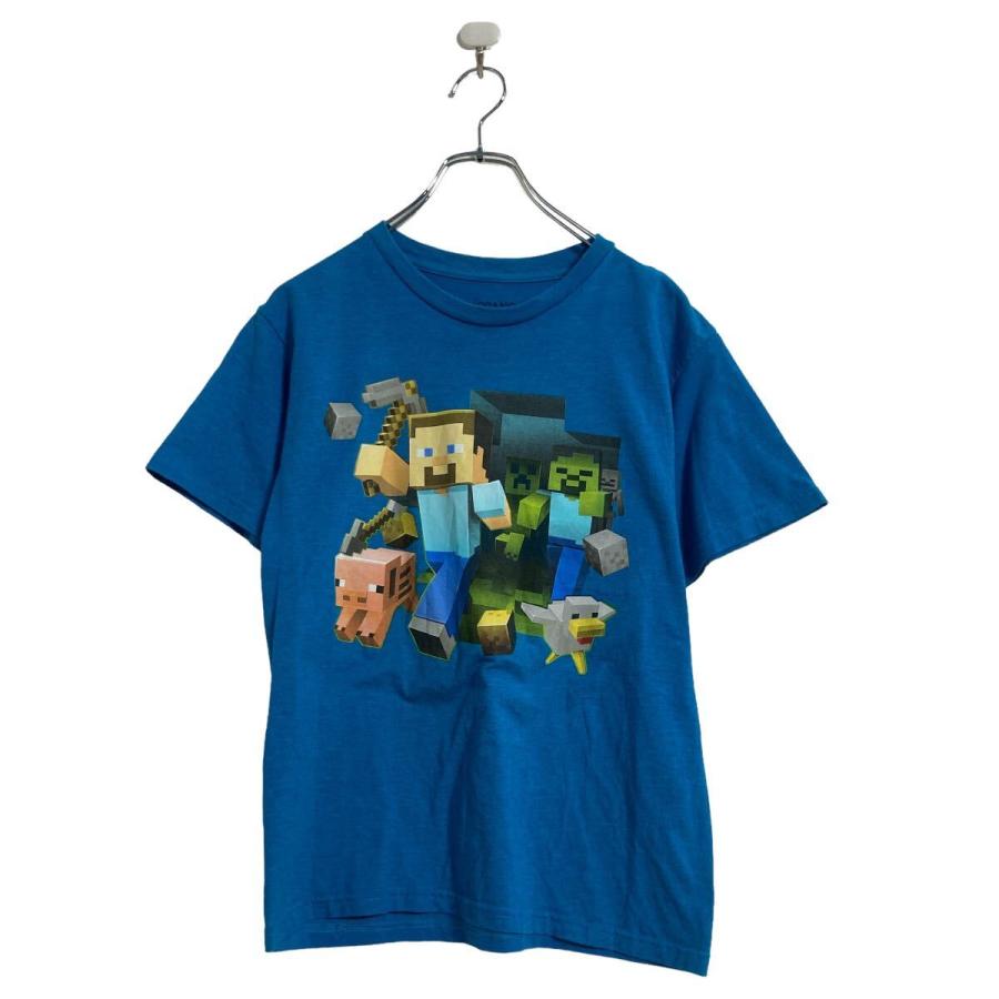 MOJANG 半袖 プリント Tシャツ キッズ XL ブルー マインクラフト 古着 