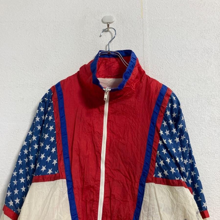 ACTIVE STUFF ナイロンジャケット XL ホワイト ブルー レッド ビッグサイズ 星 古着卸 アメリカ仕入 a605-6687 ...