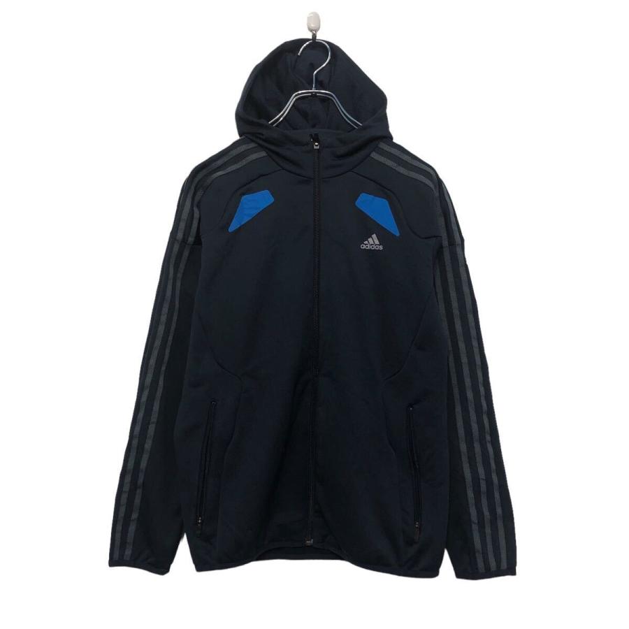 adidas ロゴ スウェット パーカー アディダス キッズ L ネイビー 