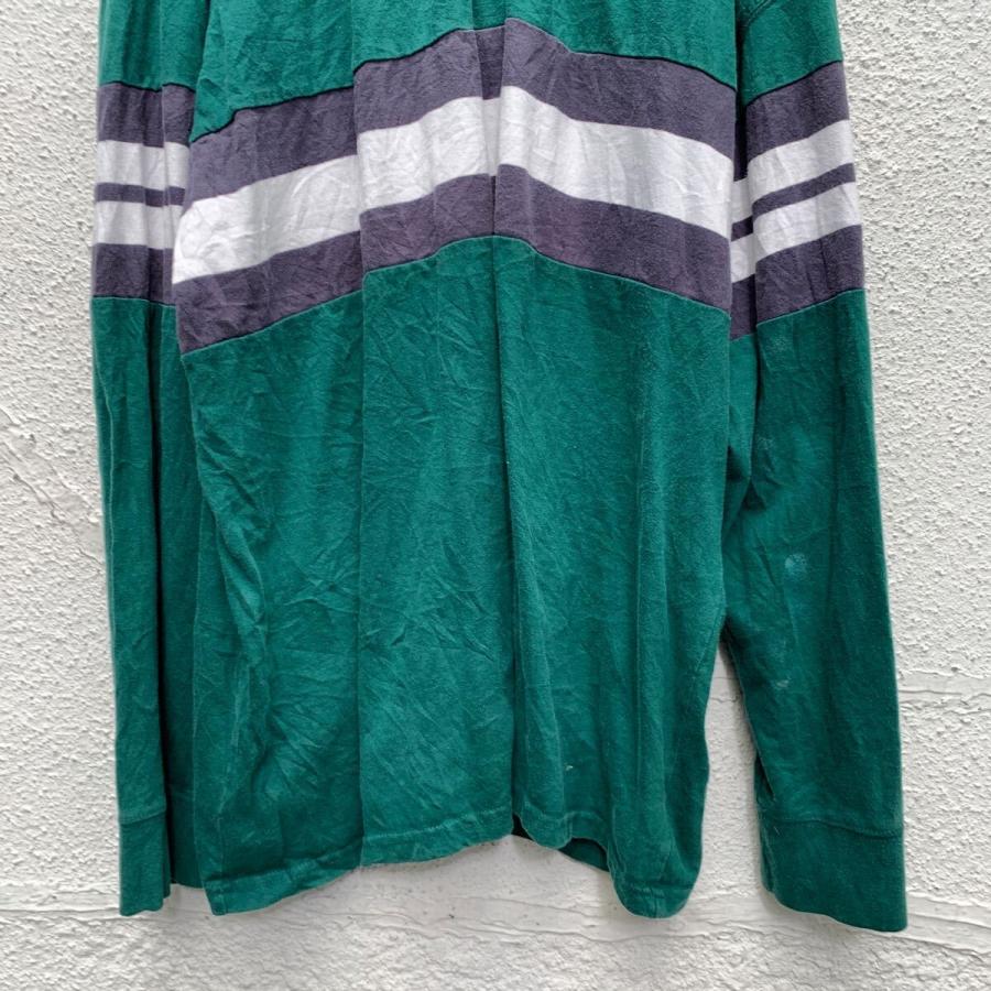 ARIZONA 長袖 ボーダー ポロシャツ XL グリーン グレー ビッグサイズ 