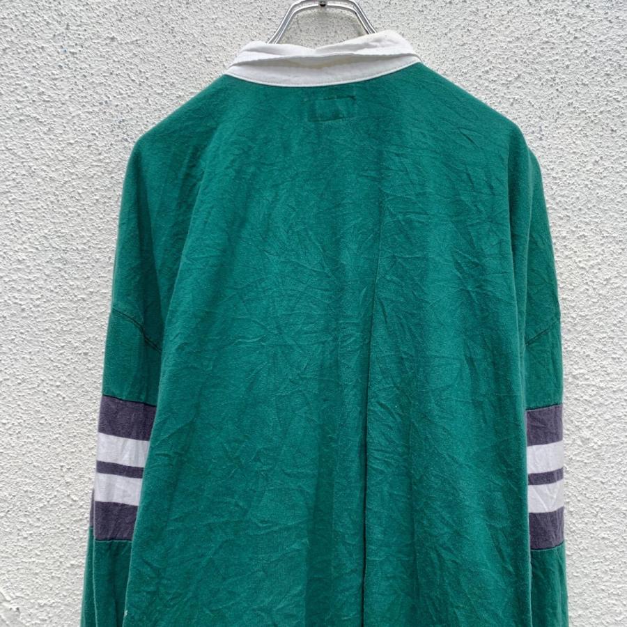 ARIZONA 長袖 ボーダー ポロシャツ XL グリーン グレー ビッグサイズ 