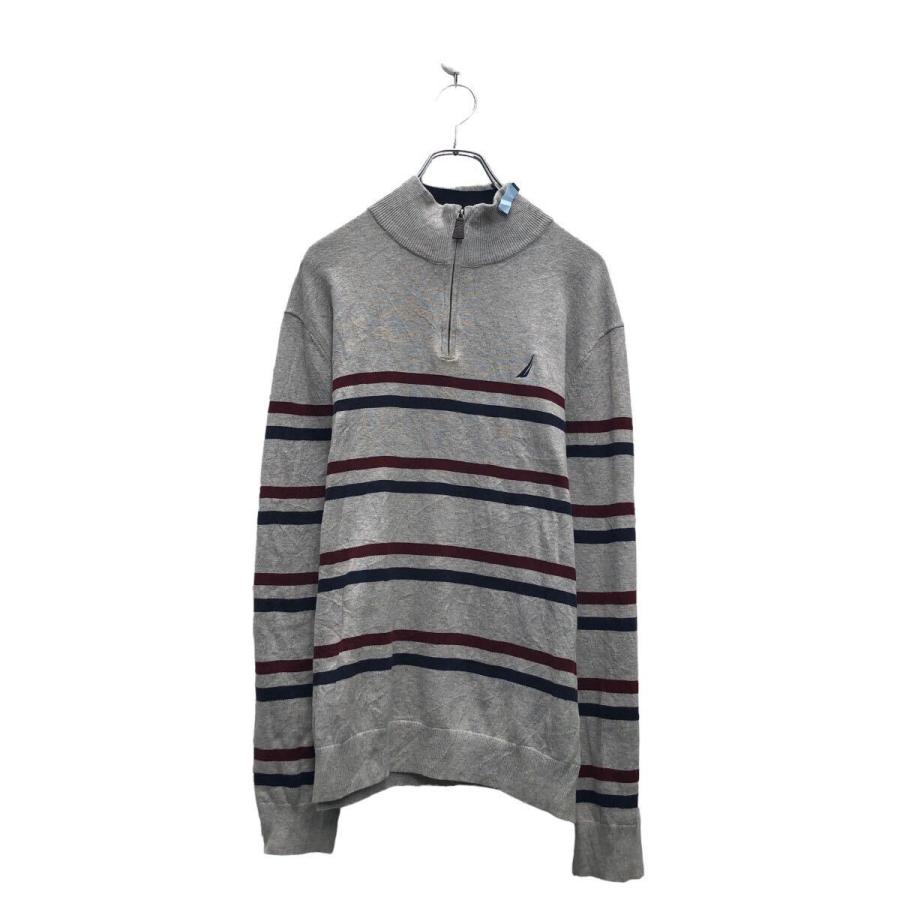 NAUTICA - 古着 ノーティカ NAUTICA コットンニットハーフジップセーター レディースL相当 /eaa500994 NAUTICA コットン ニット セーター ノーティカ L ハイネック グレー